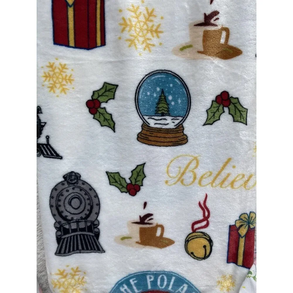 The Polar Express Icons 50 X 70”‎ Soft Plush Throw Blanket Christmas Holiday NEW